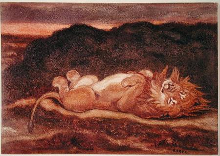 Lion Resting on his Back von Antoine Louis Barye