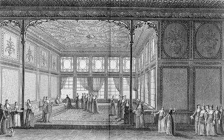 Interior of a drawing room in the Topkapi Palace of the Sultana Hadidge, sister of Selim III von Anton Ignaz Melling