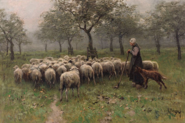 Schäferin mit einer Schafherde von Anton Mauve