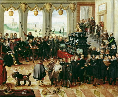 Presentation of the Pomeranian Kunstschrank to Duke Philip II of Pomerania-Stettin (1606-18) in 1617 von Anton Mozart