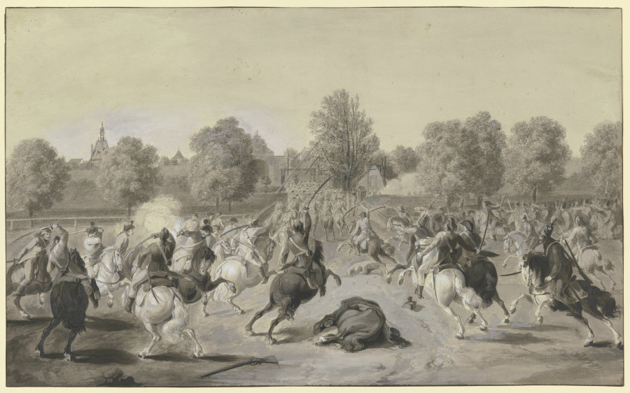 Attacke der französischen Cavallerie auf die Stadt Frankfurt am Main im April 1797 von Anton Radl