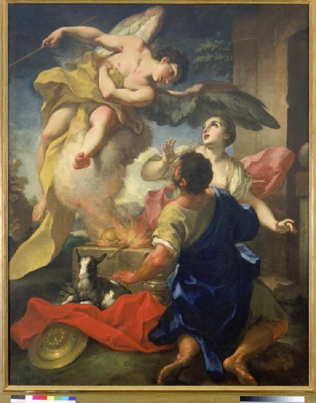 Ein Engel verheißt der Frau des Manoah einen Sohn. von Antonio Balestra