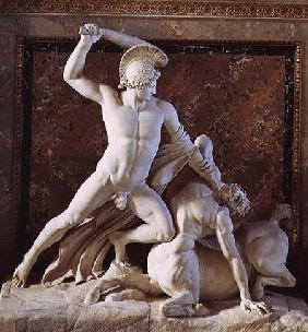 Theseus slaying a centaur, sculpture