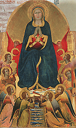 Himmelfahrt Mariae  umgeben von acht Engeln. von Antonio di Francesco