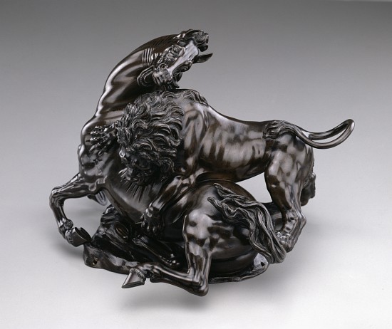 Lion attacking horse. von Antonio Susini