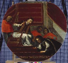 Kurfürst Maximilian I. vor Papst Clemens VIII. in Rom