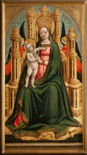 Thronende Madonna mit Kind und zwei Engeln