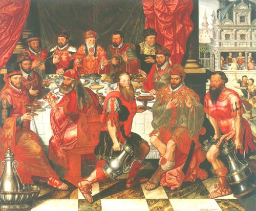 Festmahl (der Ratsmitglieder von Brügge ?/ Gastmahl des Königs Ahasver bzw. Aartaxerxes von Antoon Claeissens
