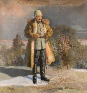 General Mannerheim beobachtet die Schlacht um Tampere 1920