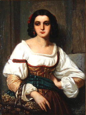 Italian Woman with Basket of Grapes, 1862 (oil on canvas) von Arnold Ferdinand Ewald