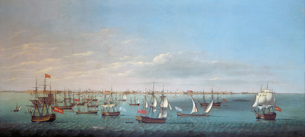 British, French and Maltese merchantmen and men of war off Cadiz von Arthur A. Dixon