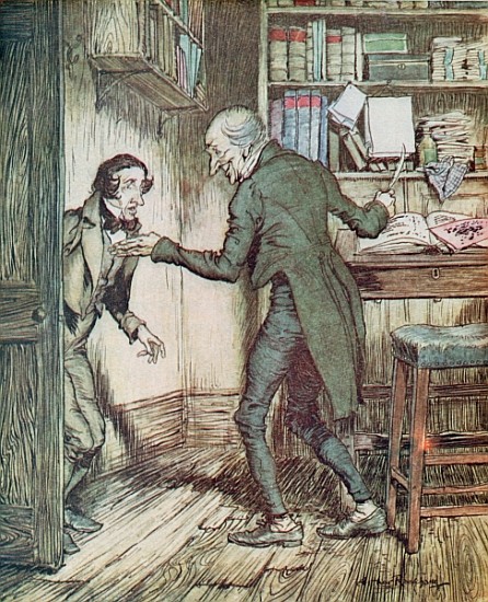 Scrooge and Bob Cratchit, from Dickens'' ''A Christmas Carol'' von Arthur Rackham