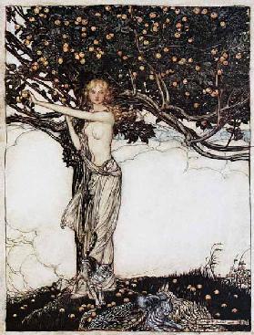 Freia, die gute. Illustration für "The Rhinegold and The Valkyrie" von Richard Wagner 1910