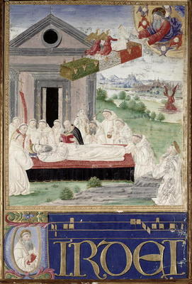 The Funeral of St. Benedict (480-527) with St. Romauld (c.951-1027) 1502 (vellum) von Attavante di Gabriello di Vanti di Bartolo