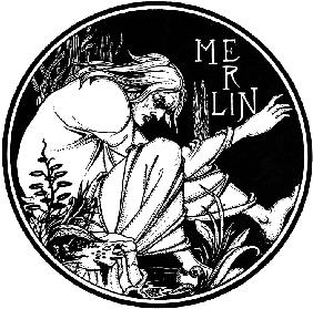 Merlin. Illustration für das Buch "Le Morte Darthur" von Sir Thomas Malory
