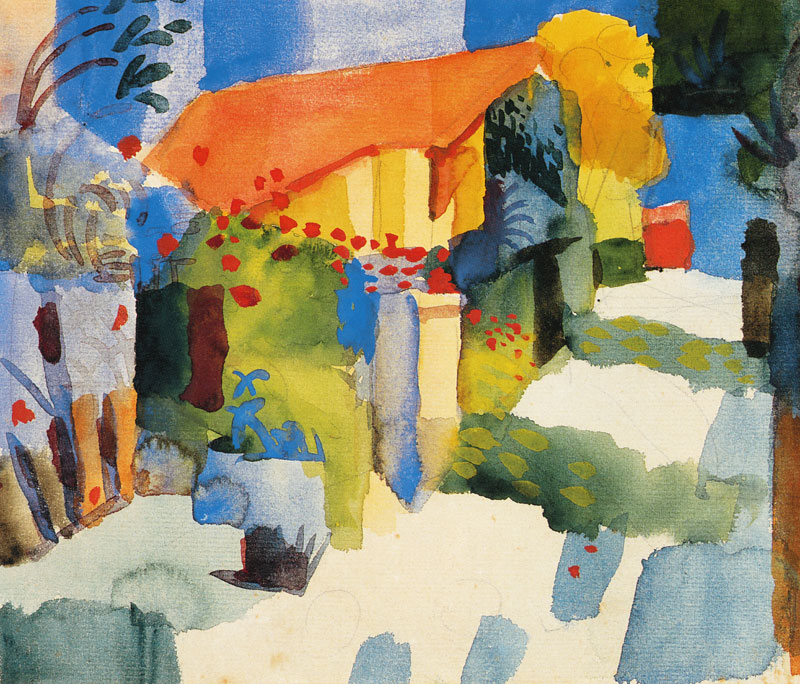 Haus im Garten (Ausschnitt) von August Macke