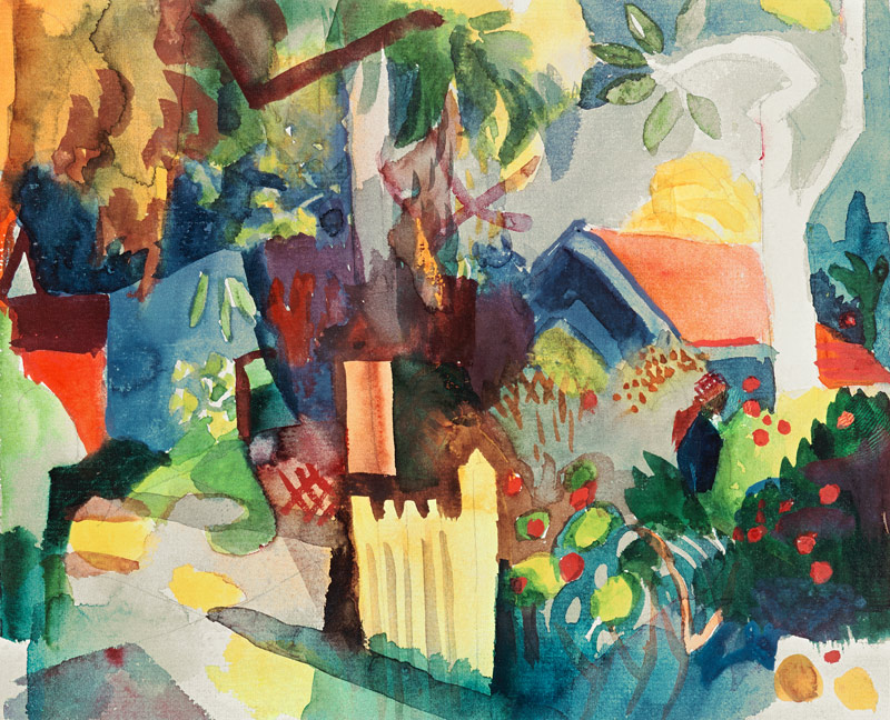 Landschaft mit hellem Baum von August Macke