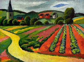 Landschaft mit Kirche und Weg 1911