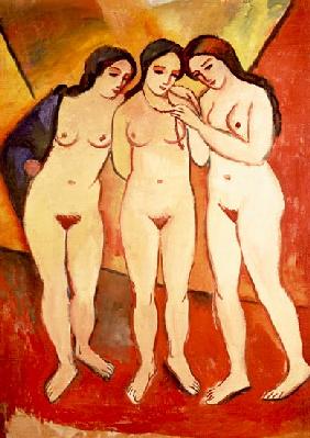 Three Naked Girls (red and orange)