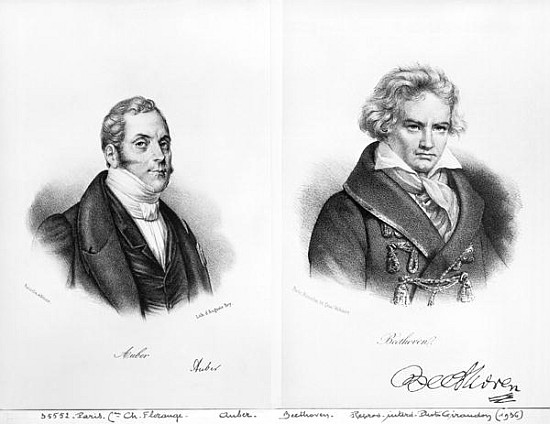 Esprit Auber (1782-1871) and Ludwig van Beethoven (1770-1827) von Auguste Bry