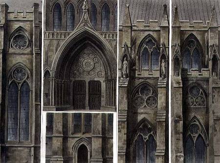 Fragments, Windows and Doors, plate 13 from 'Westminster Abbey', engraved by Thomas Sutherland von Augustus Charles Pugin
