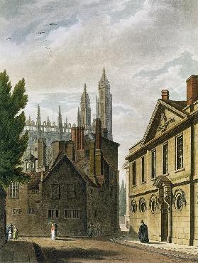 Front of Trinity Hall, Cambridge, from 'The History of Cambridge', engraved by Joseph Constantine St 1815 our