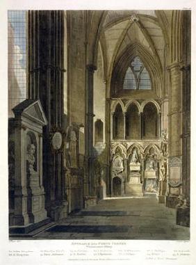 Entrance into Poet's Corner, plate 26 from 'Westminster Abbey', engraved by J. Bluck (fl.1791-1831)