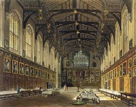 Interior of the Hall of Christ Church, illustration from the 'History of Oxford' engraved by J. Bluc 19th