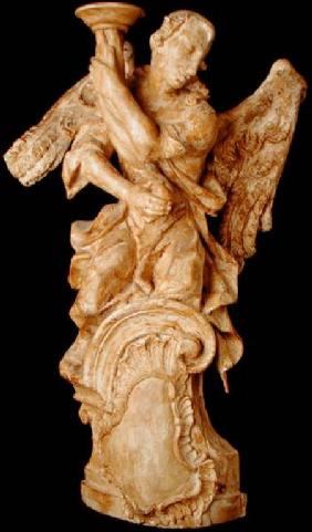 One of a pair of carved angel candlesticks c.1700 (li
