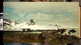 Nordische Landschaft mit Rentieren Um 1870