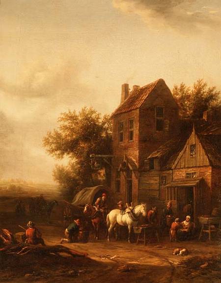 Two Horsemen at a Blacksmith's Forge von Barend Gael or Gaal