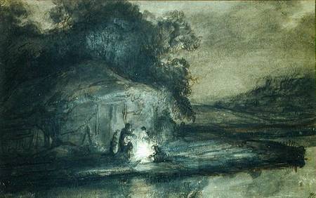 Nocturnal landscape with a river and shepherds von Barent Fabritius