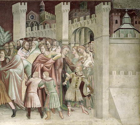 The Crowd at the Entrance to Jerusalem, from a series of Scenes of the New Testament (fresco) von Barna  da Siena