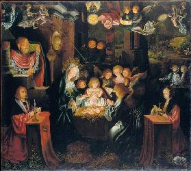 Geburt Christi mit den Stiftern Peter von Clapis (1480–1551) und Bela Bonenberg (gest. 1528)