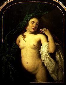 Bildnis einer jungen Frau an einem Vorhang 1658
