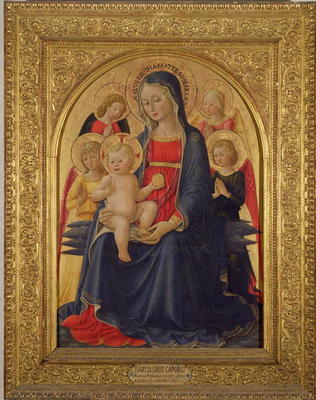 Madonna and Child with Angels, c.1467 (oil on panel) von Bartolomeo Caporali