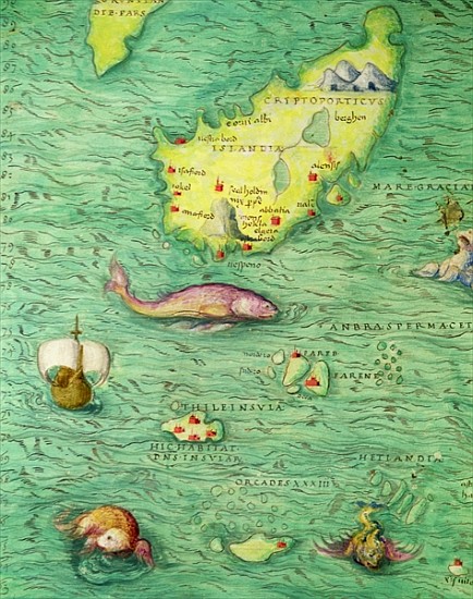 Iceland, from an Atlas of the World in 33 maps, Venice, 1st September 1553(detail from 330951) von Battista Agnese