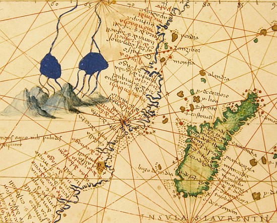 Madagascar, from an Atlas of the World in 33 Maps, Venice, 1st September 1553(detail from 330955) von Battista Agnese