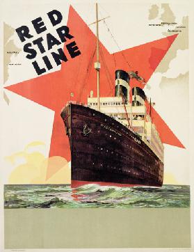 Poster advertising the Red Star Line, printed by L. Gaudio, Anvers c.1930