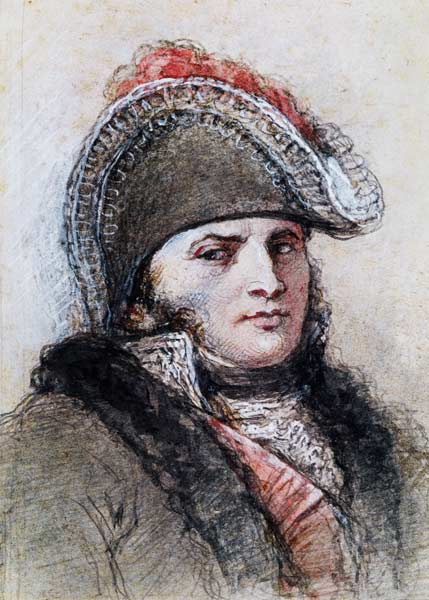 Portrait of Marshal Davout, Prince d''Echmuhl (pen & ink and wash on paper) von Benedict Masson