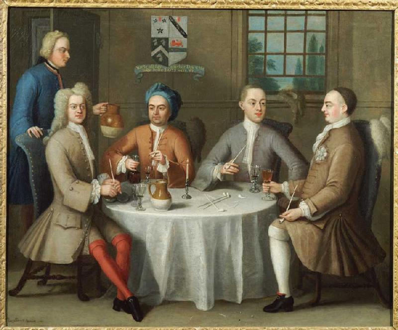 Gruppenbild mit Sir Thomas Sebright, Sir John Bland und zwei Freunden von Benjamin Ferrers