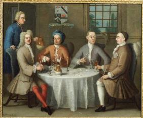 Gruppenbild mit Sir Thomas Sebright, Sir John Bland und zwei Freunden 1723