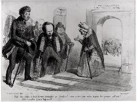 Dumas, Hugo et Balzac seeking their admission to the French Academy, illustration from ''La Mode'', 