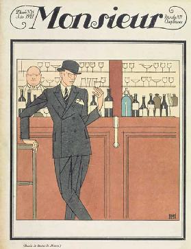 Gentleman at a Bar, Titelblatt, Ausgabe 18, Monsieur Magazine, Pub. 1921 1921
