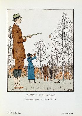BATTUE D’AUTOMNE / Costumes pour la chasse à tir 1913