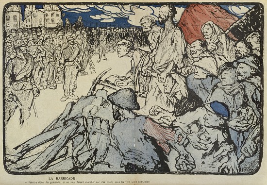The Barricade, illustration from LAssiette au Beurre, 6th May von Bernard Naudin