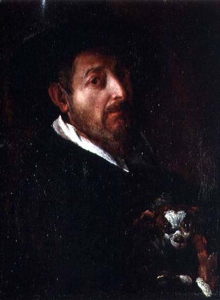 Self Portrait with a Dog von Bernardino Barbatelli Poccetti