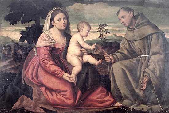 Madonna and Child with St. Francis, c.1540 von Bernardino Licinio