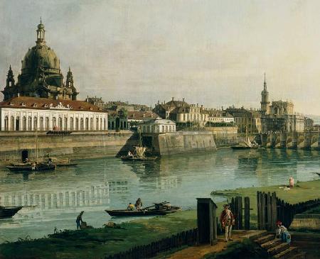 Dresden vom rechten Elbufer oberhalb der Augustusbruecke (Ausschnitt) 1747