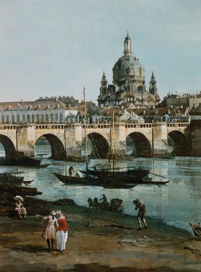 Dresden vom rechten Elbufer unterhalb der Augustusbrücke